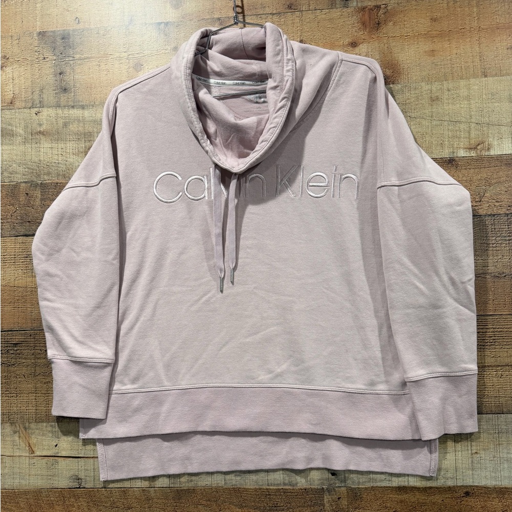 Calvin Klein Blush Dusty Pink Cowl Neck Pullover Sweatshirt Size Large
